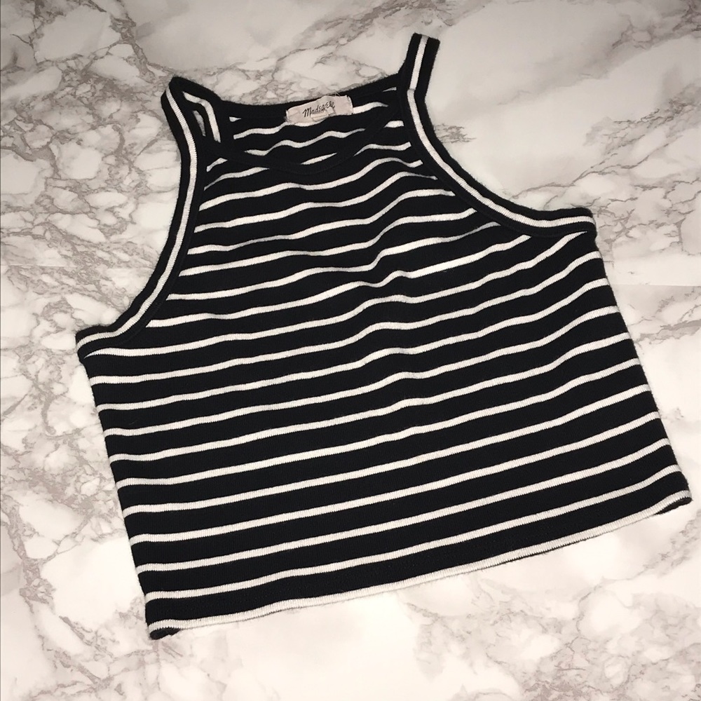 Madewell Black & White Striped Tank